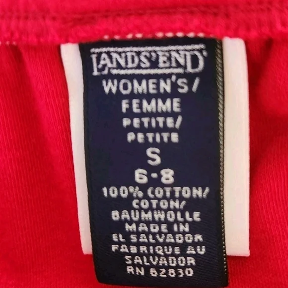 Lands End Red Cotton A Line Skirt Pleated Pull On Pleated Womens Petite S 6 8 - Picture 8 of 8